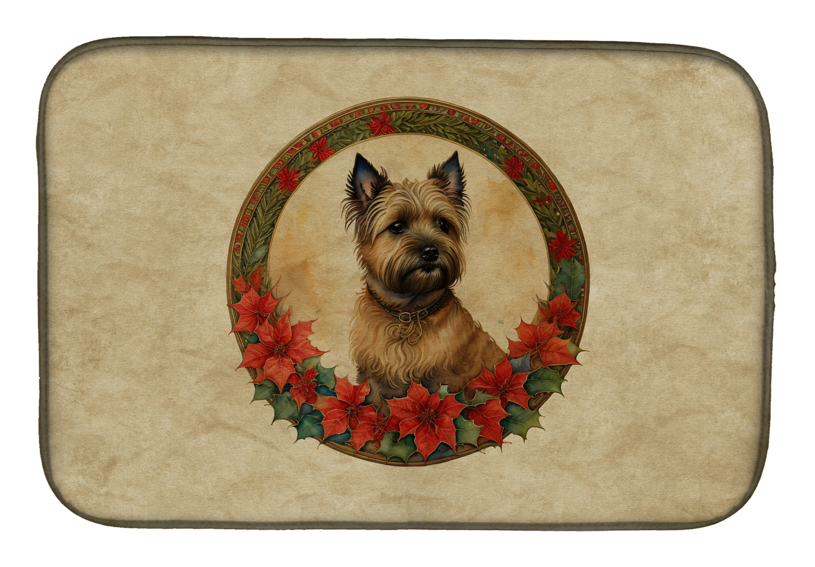 Buy this Cairn Terrier Christmas Flowers Dish Drying Mat