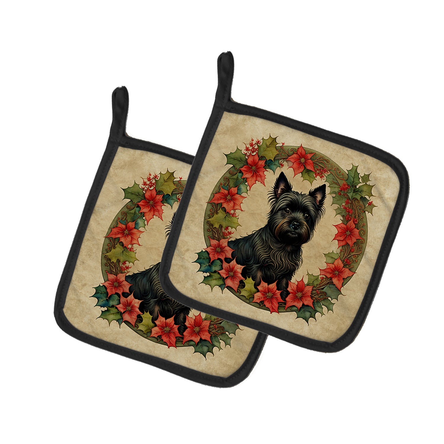 Buy this Cairn Terrier Christmas Flowers Pair of Pot Holders