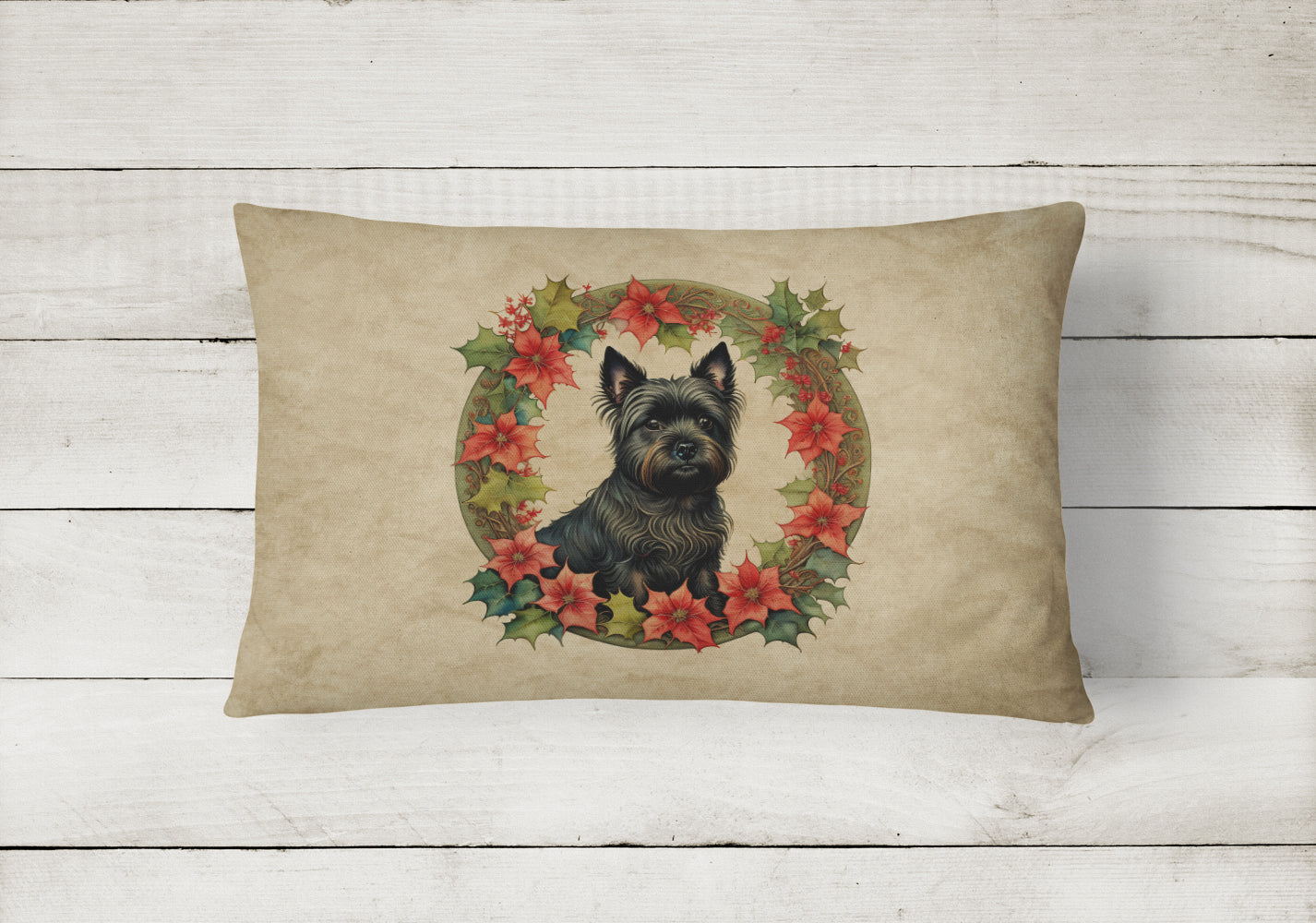 Buy this Cairn Terrier Christmas Flowers Throw Pillow