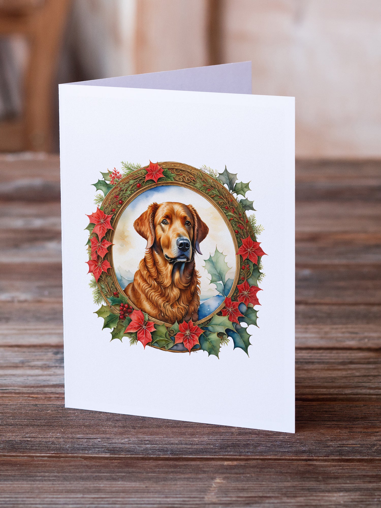 Buy this Chesapeake Bay Retriever Christmas Flowers Greeting Cards Pack of 8