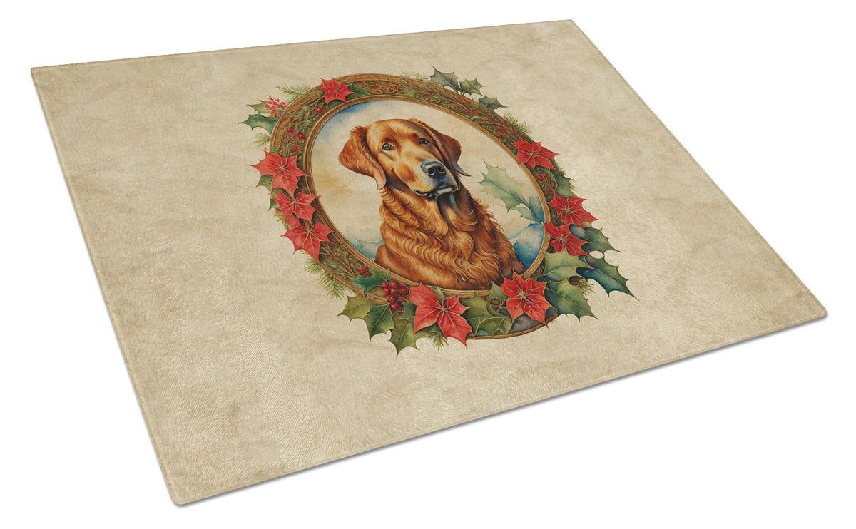 Buy this Chesapeake Bay Retriever Christmas Flowers Glass Cutting Board