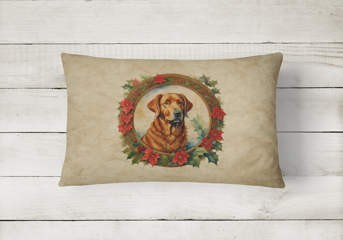 Buy this Chesapeake Bay Retriever Christmas Flowers Throw Pillow