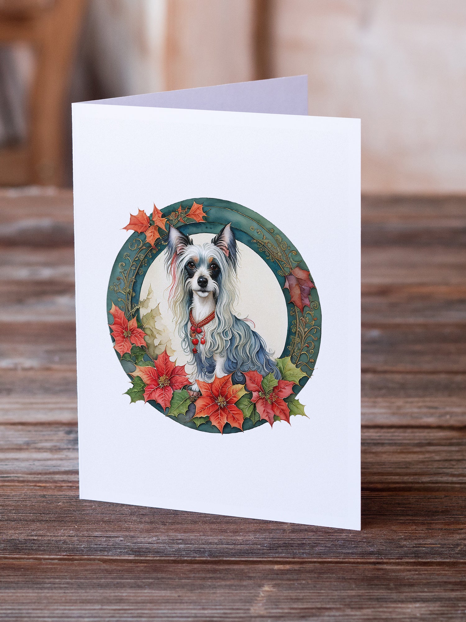 Buy this Chinese Crested Christmas Flowers Greeting Cards Pack of 8