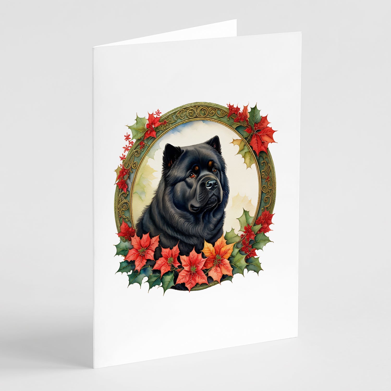 Buy this Chow Chow Christmas Flowers Greeting Cards Pack of 8