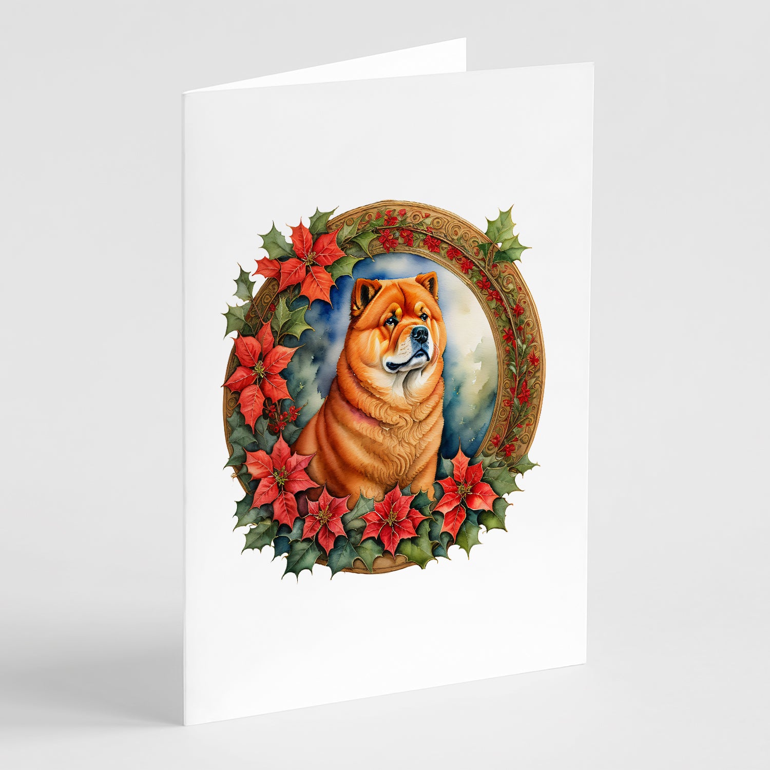 Buy this Chow Chow Christmas Flowers Greeting Cards Pack of 8