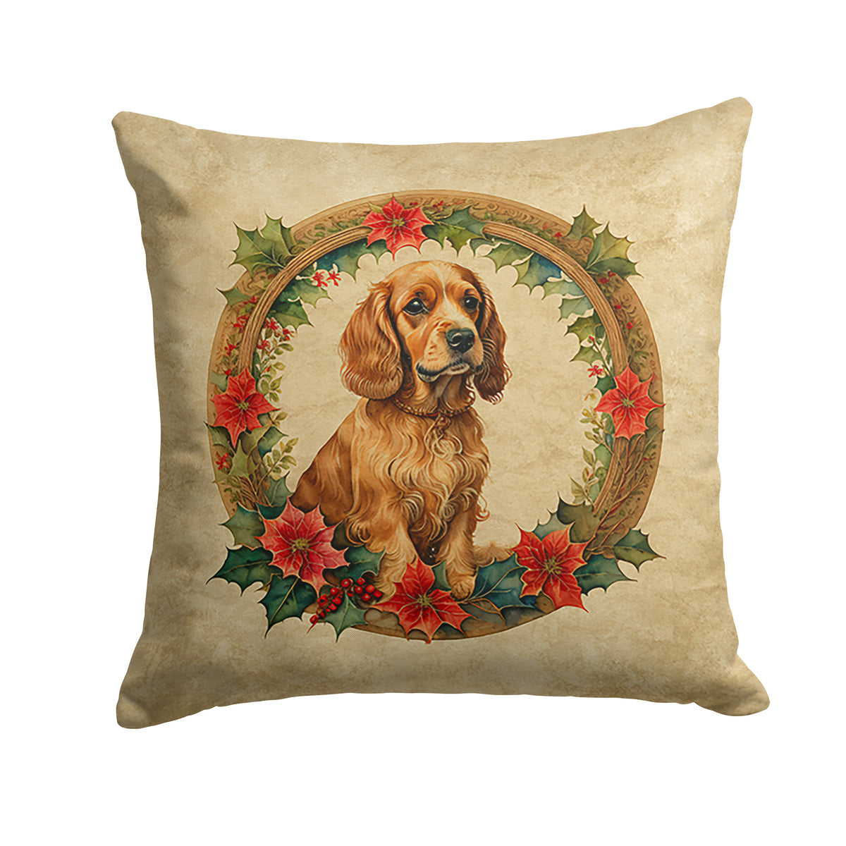 Buy this Cocker Spaniel Christmas Flowers Throw Pillow