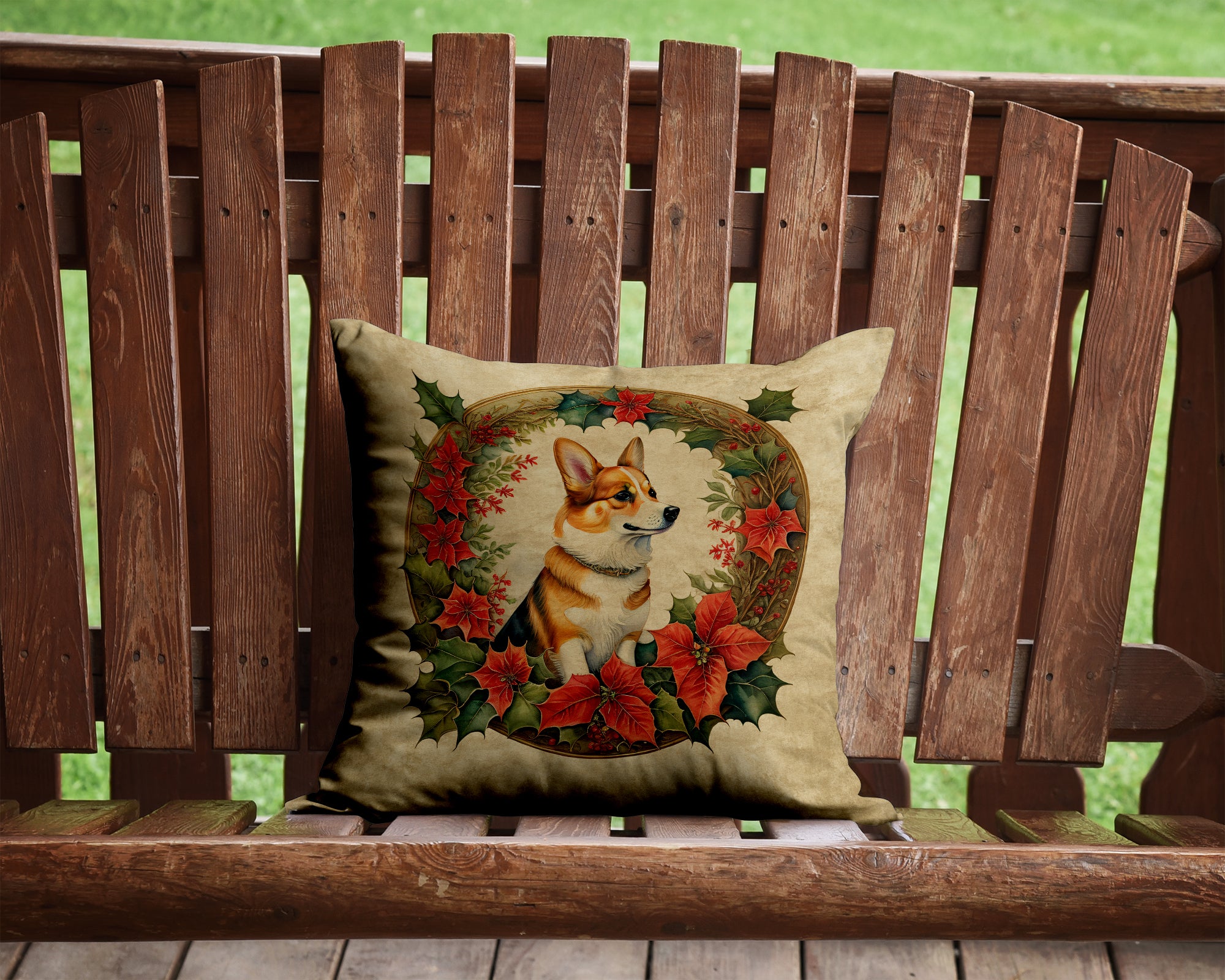 Buy this Corgi Christmas Flowers Throw Pillow