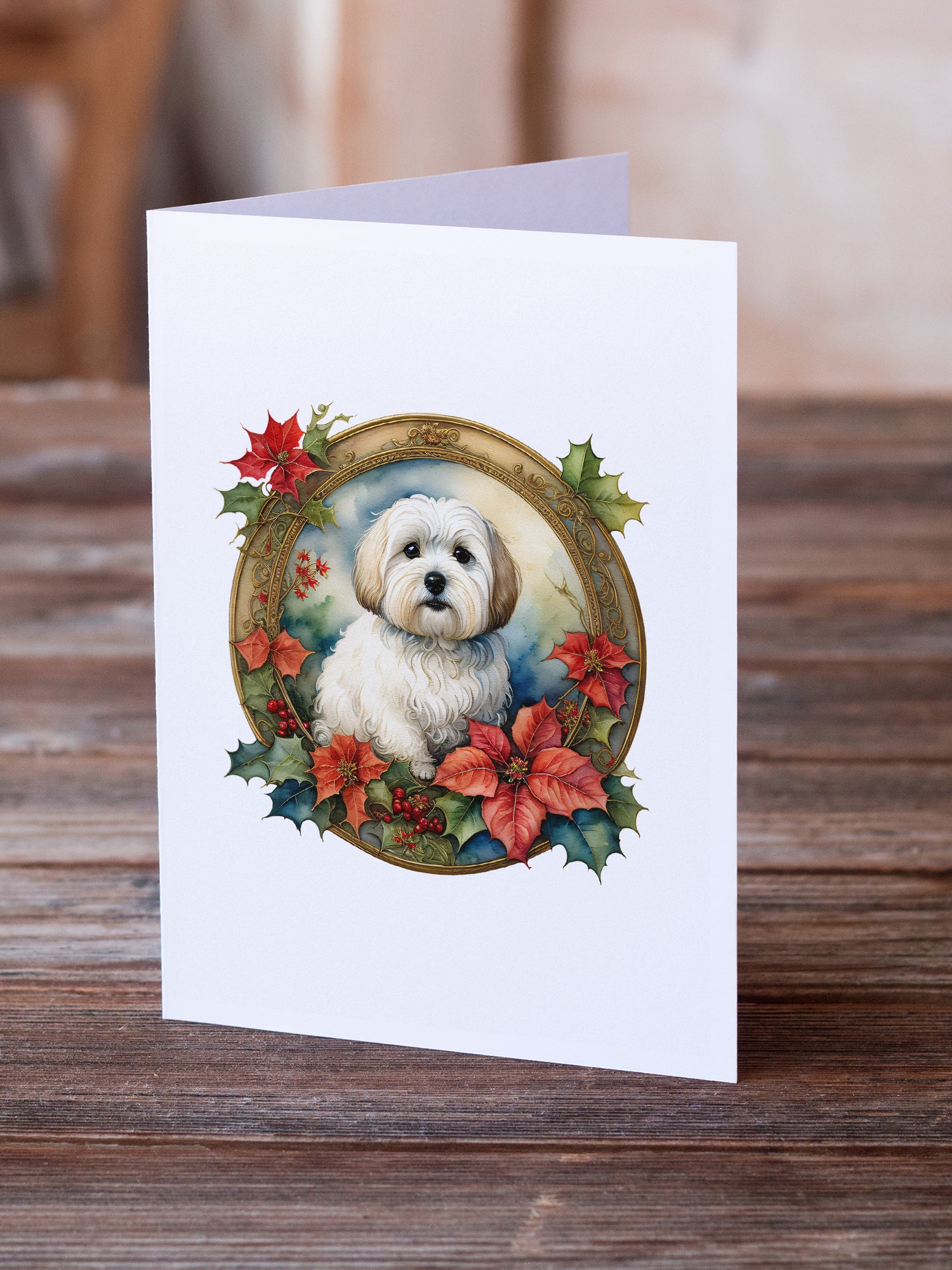 Buy this Coton De Tulear Christmas Flowers Greeting Cards Pack of 8