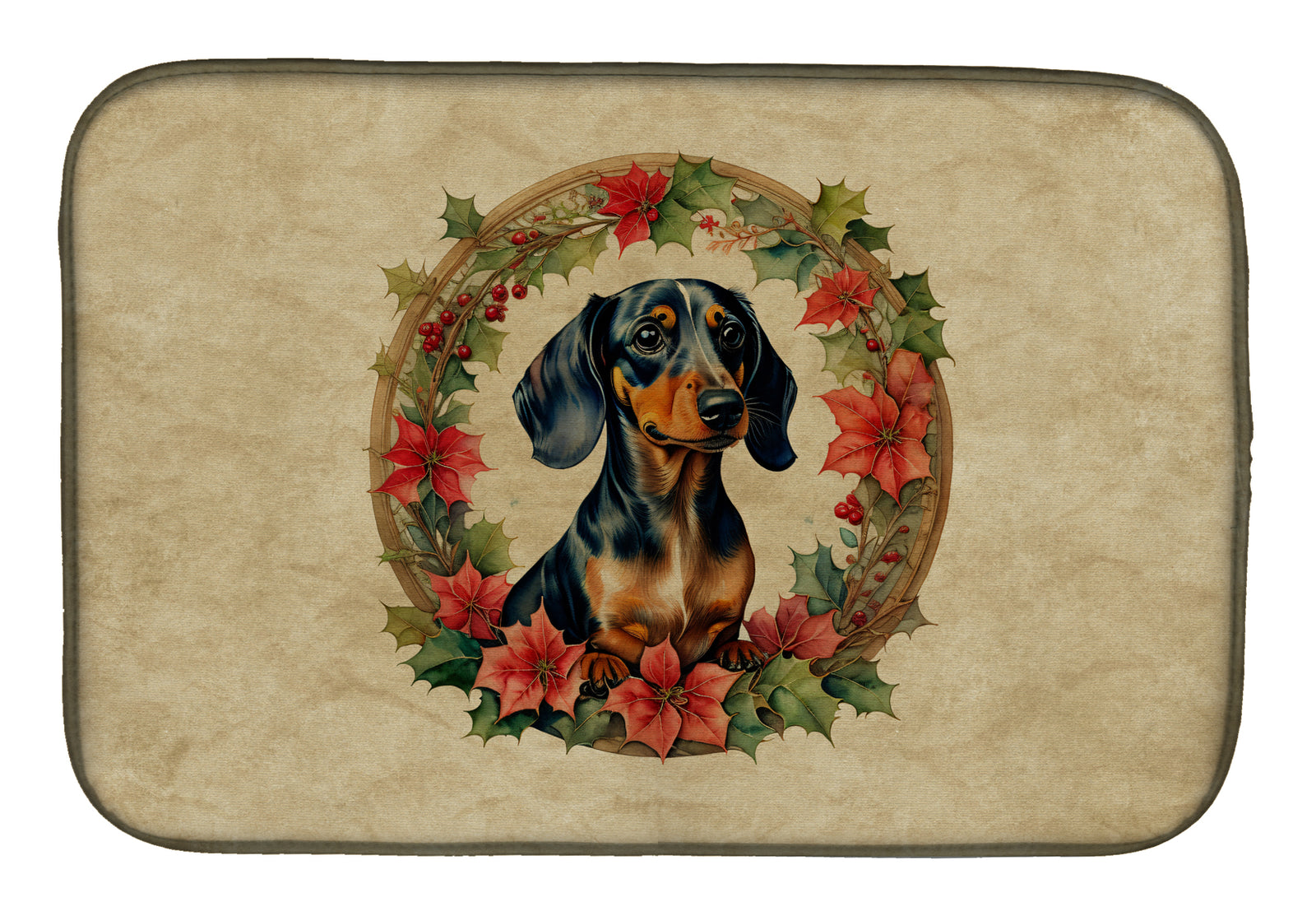 Buy this Dachshund Christmas Flowers Dish Drying Mat