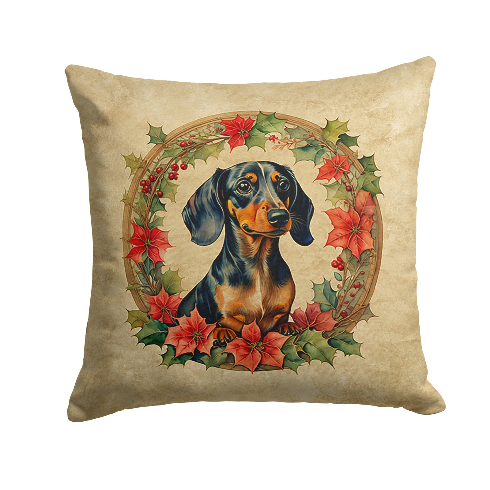 Buy this Dachshund Christmas Flowers Throw Pillow