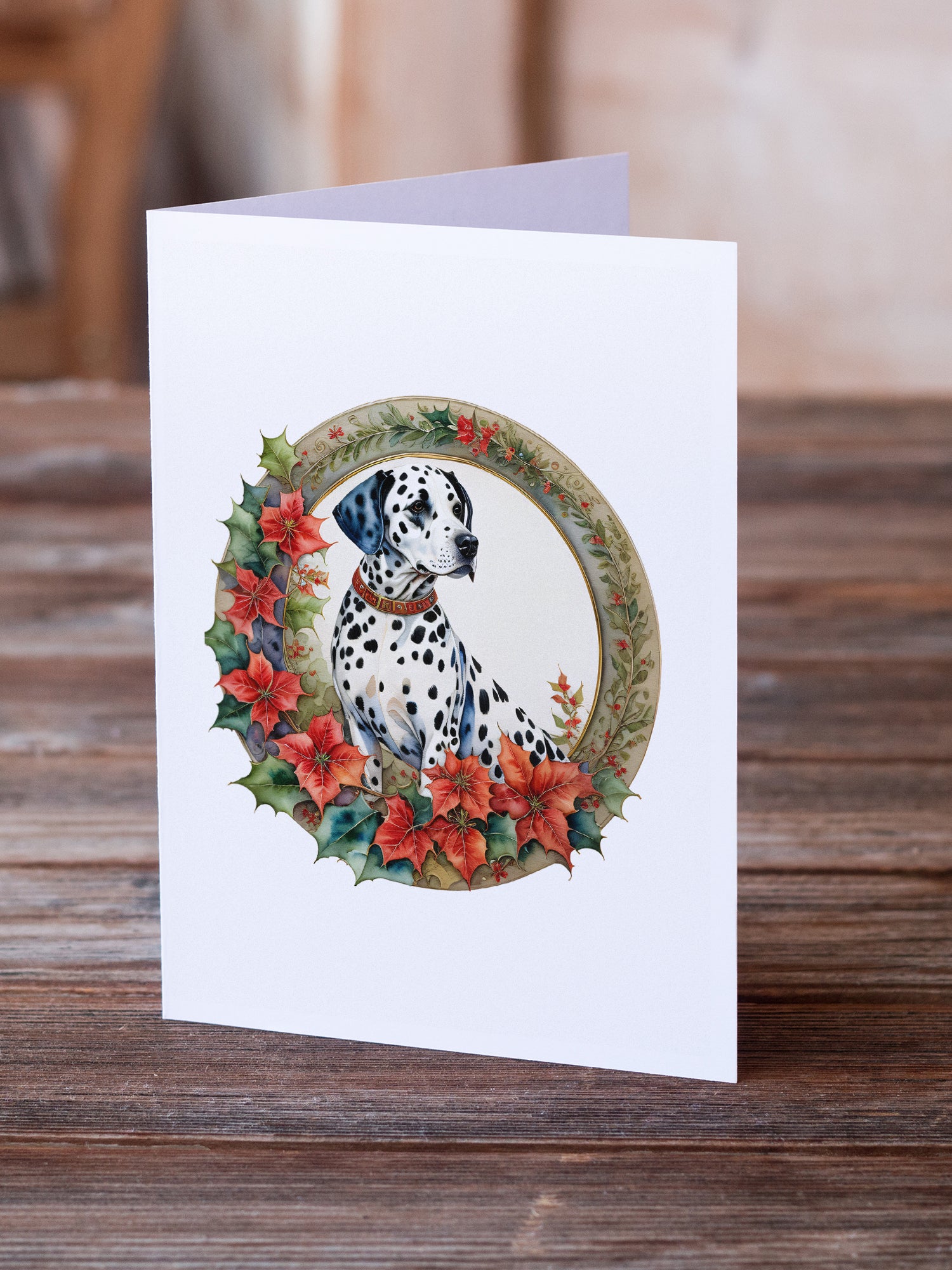 Buy this Dalmatian Christmas Flowers Greeting Cards Pack of 8