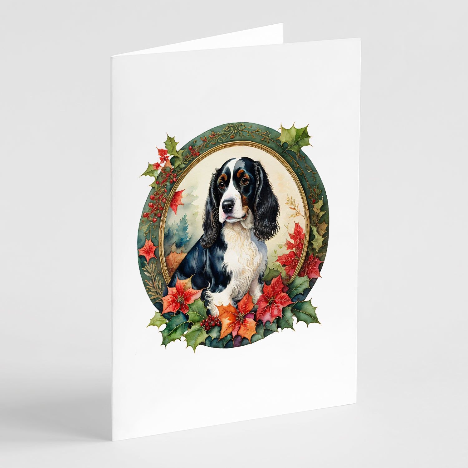 Buy this English Springer Spaniel Christmas Flowers Greeting Cards Pack of 8