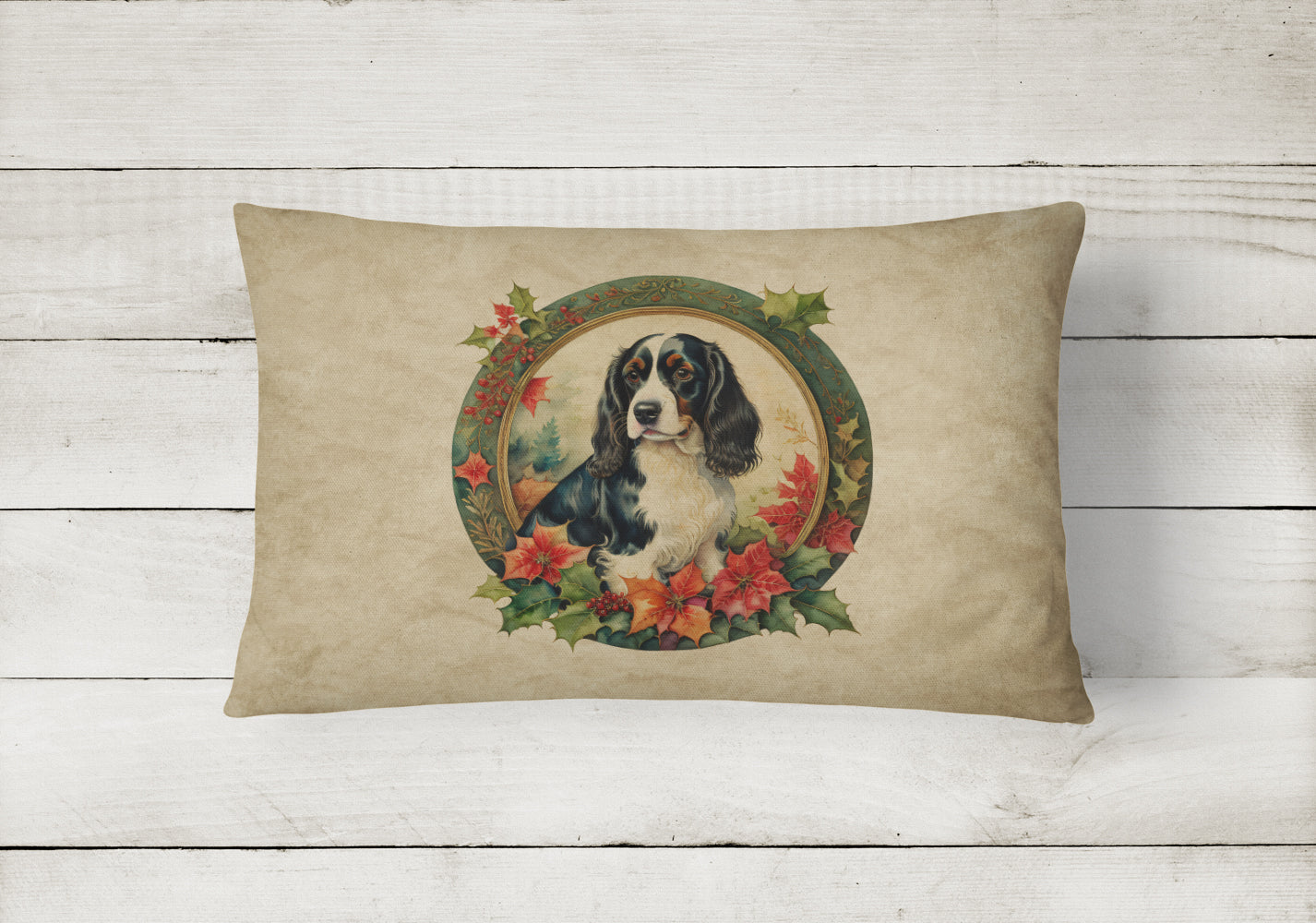 Buy this English Springer Spaniel Christmas Flowers Throw Pillow