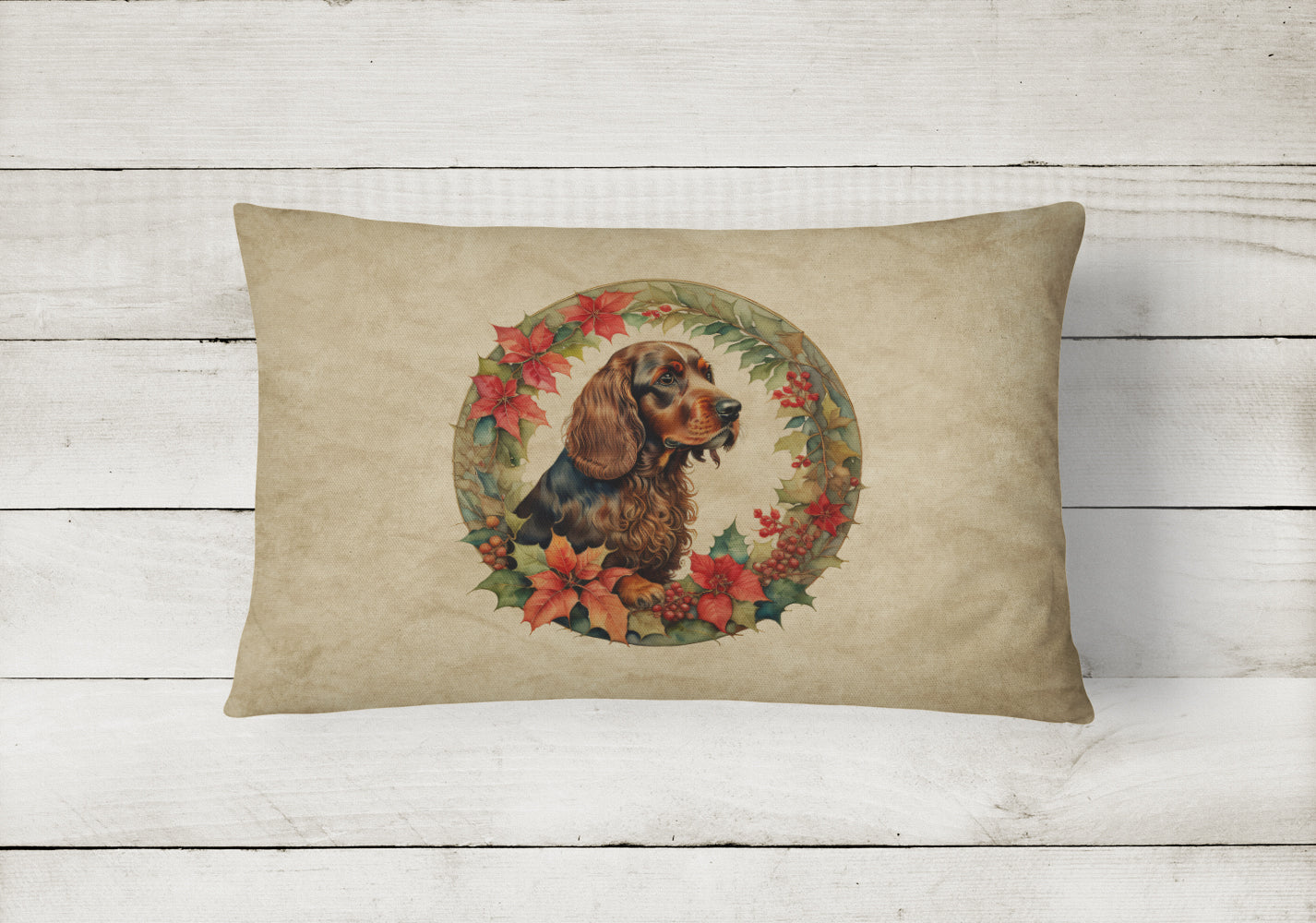 Buy this Field Spaniel Christmas Flowers Throw Pillow