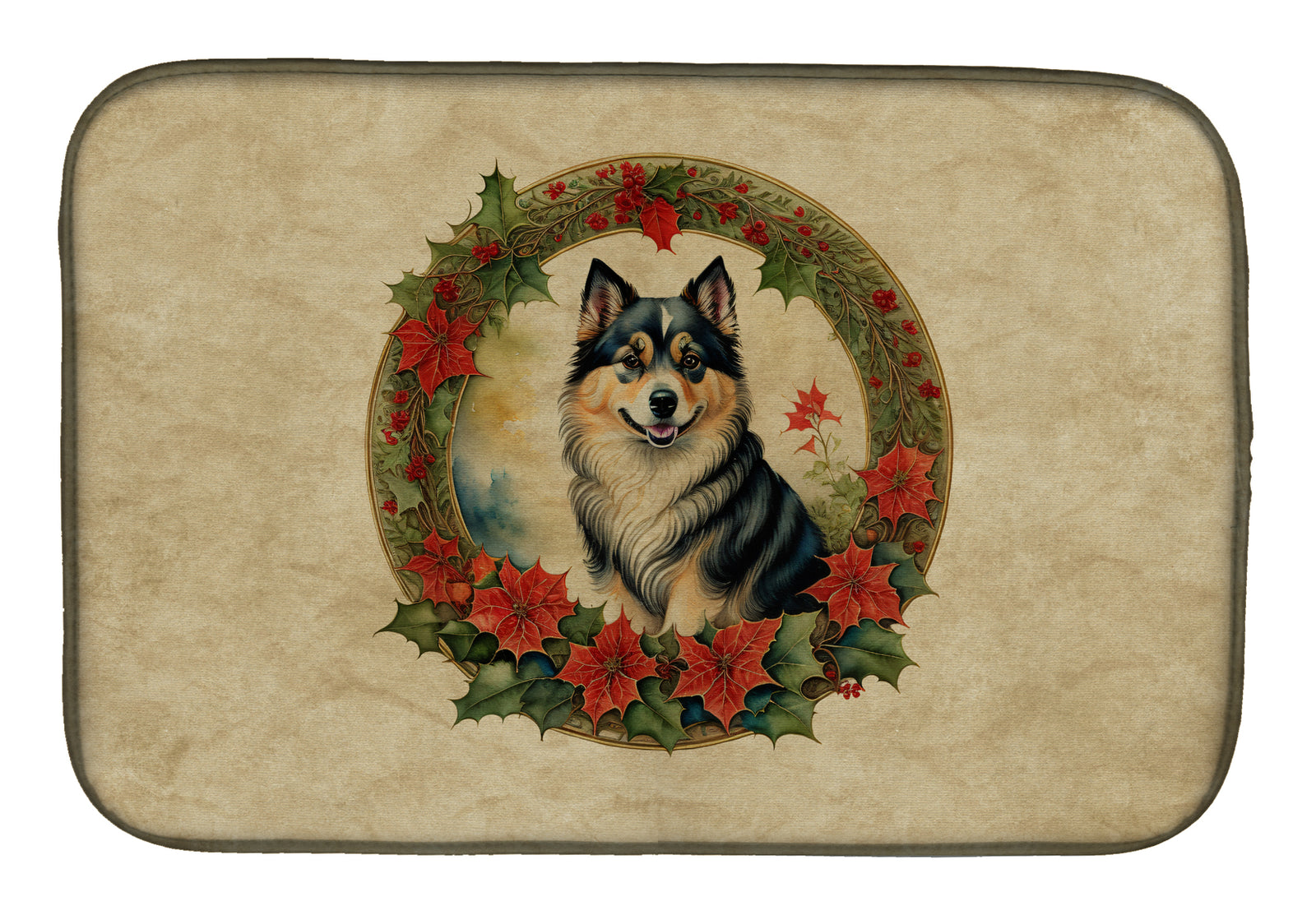 Buy this Finnish Lapphund Christmas Flowers Dish Drying Mat