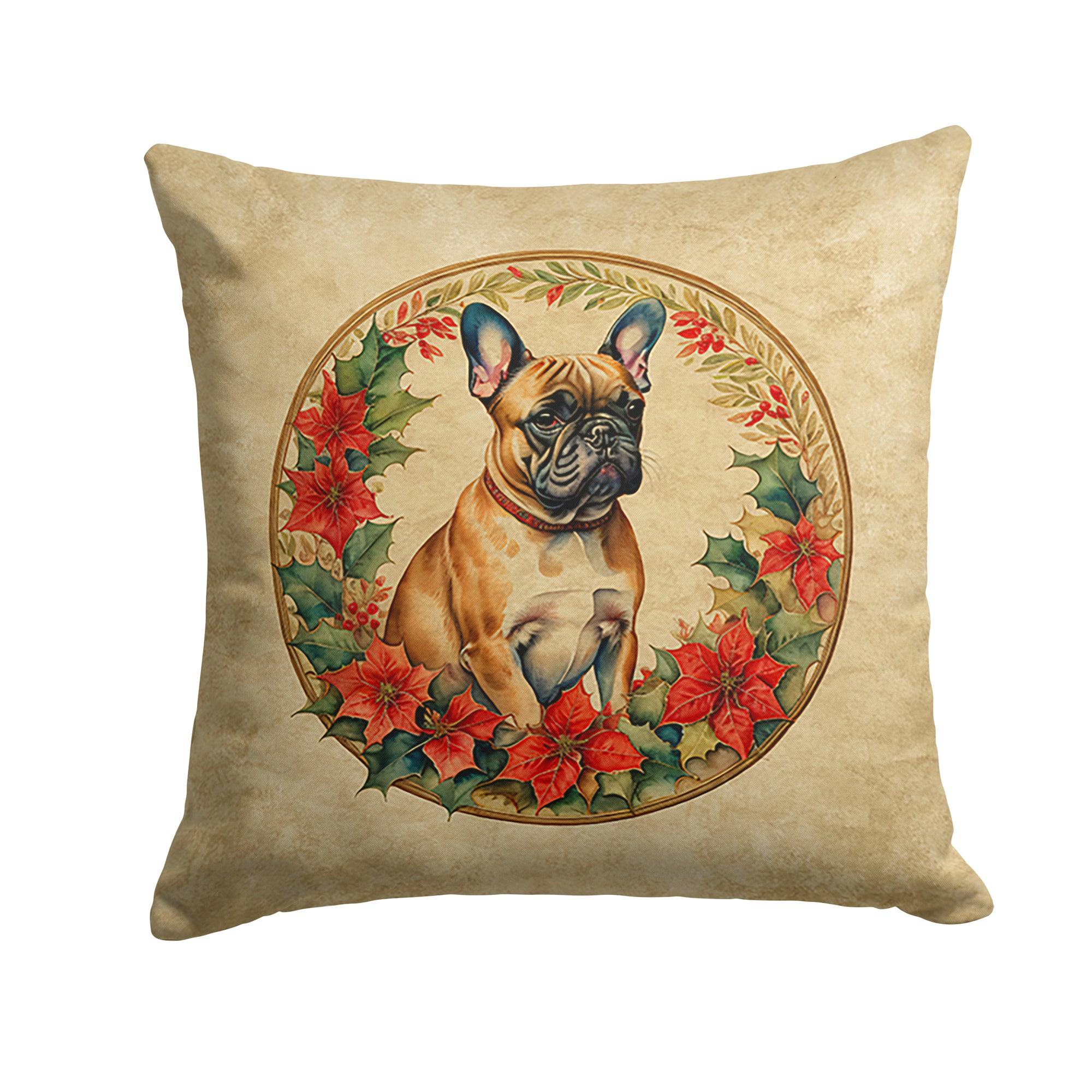 Buy this French Bulldog Christmas Flowers Throw Pillow