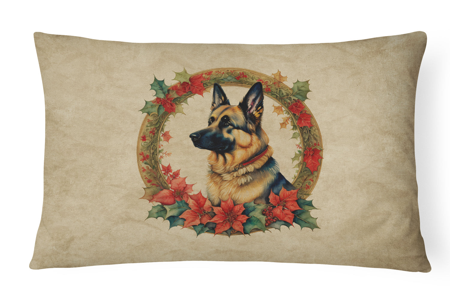 Buy this German Shepherd Christmas Flowers Throw Pillow