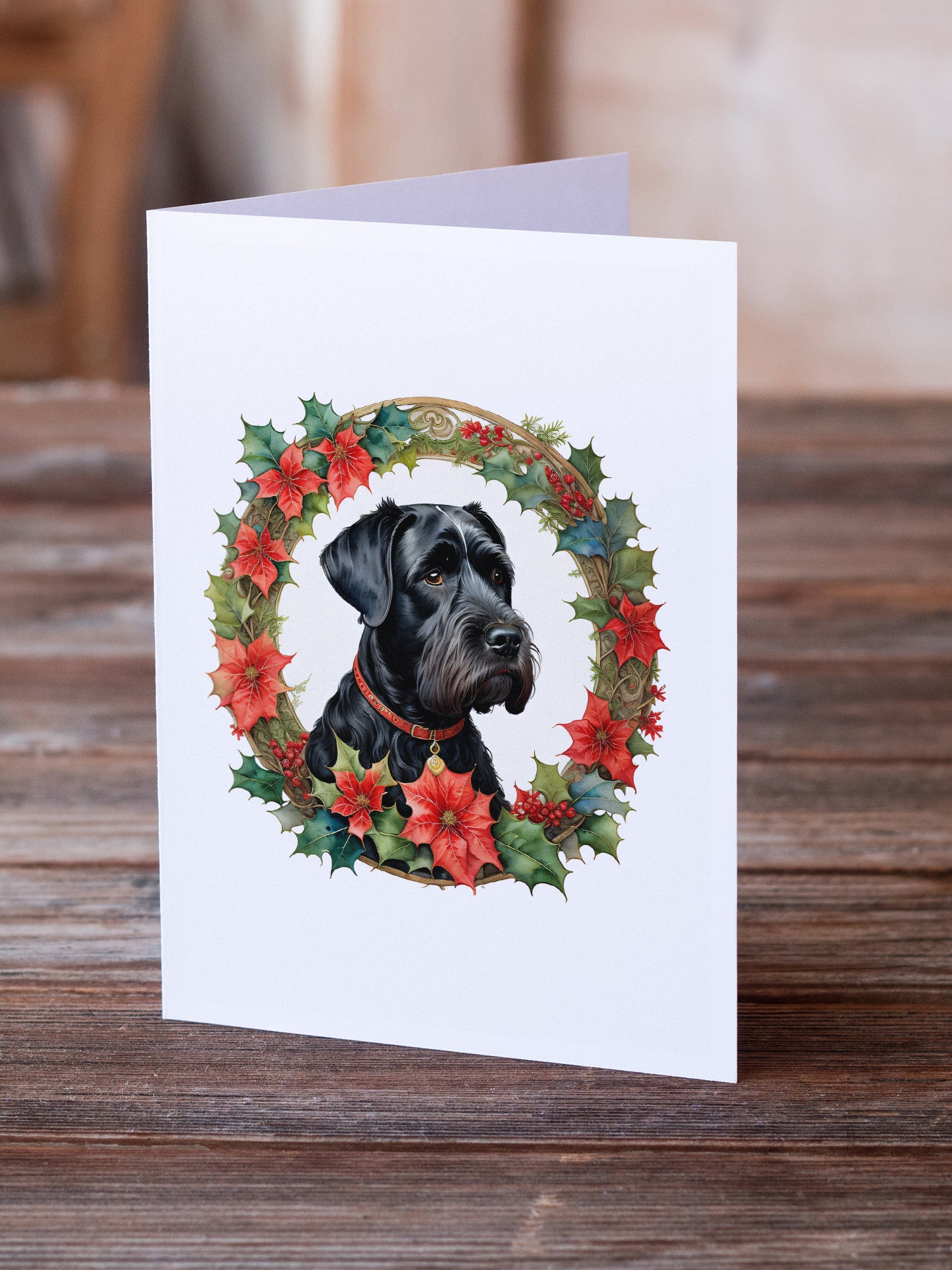 Giant Schnauzer Christmas Flowers Greeting Cards Pack of 8