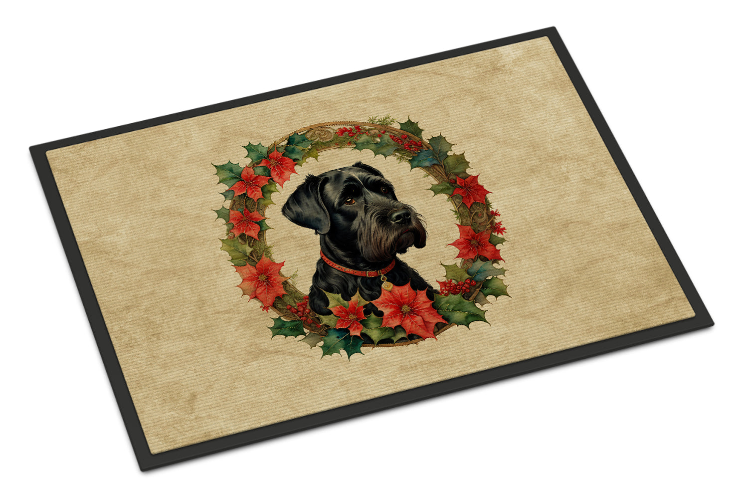 Buy this Giant Schnauzer Christmas Flowers Doormat