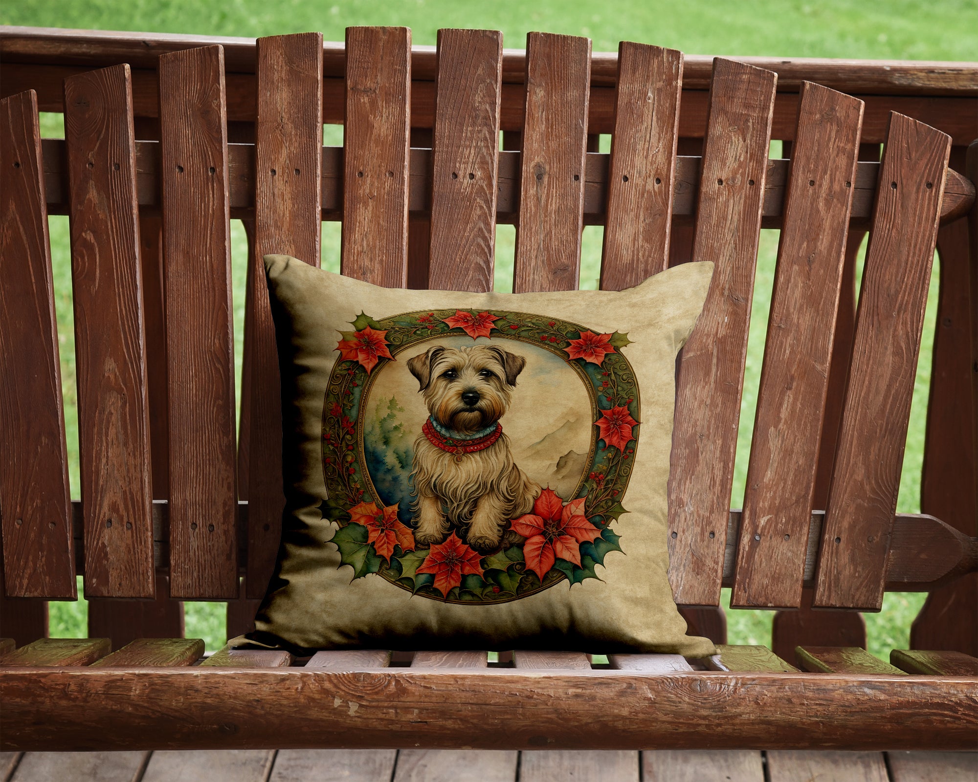 Glen of Imaal Terrier Christmas Flowers Throw Pillow