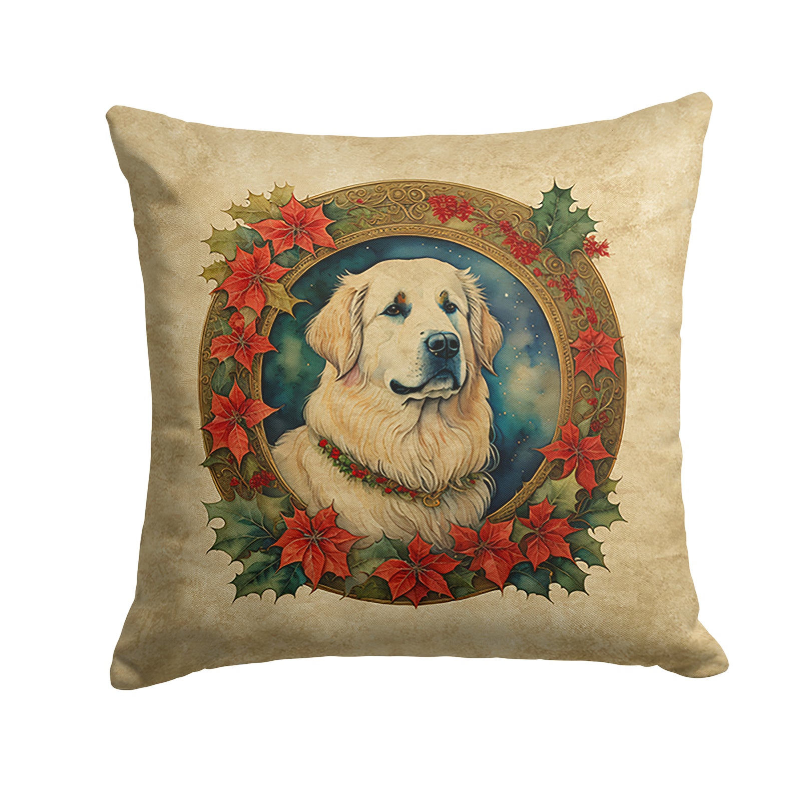 Buy this Great Pyrenees Christmas Flowers Throw Pillow