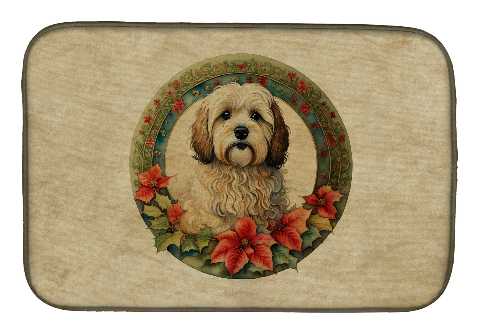 Buy this Havanese Christmas Flowers Dish Drying Mat