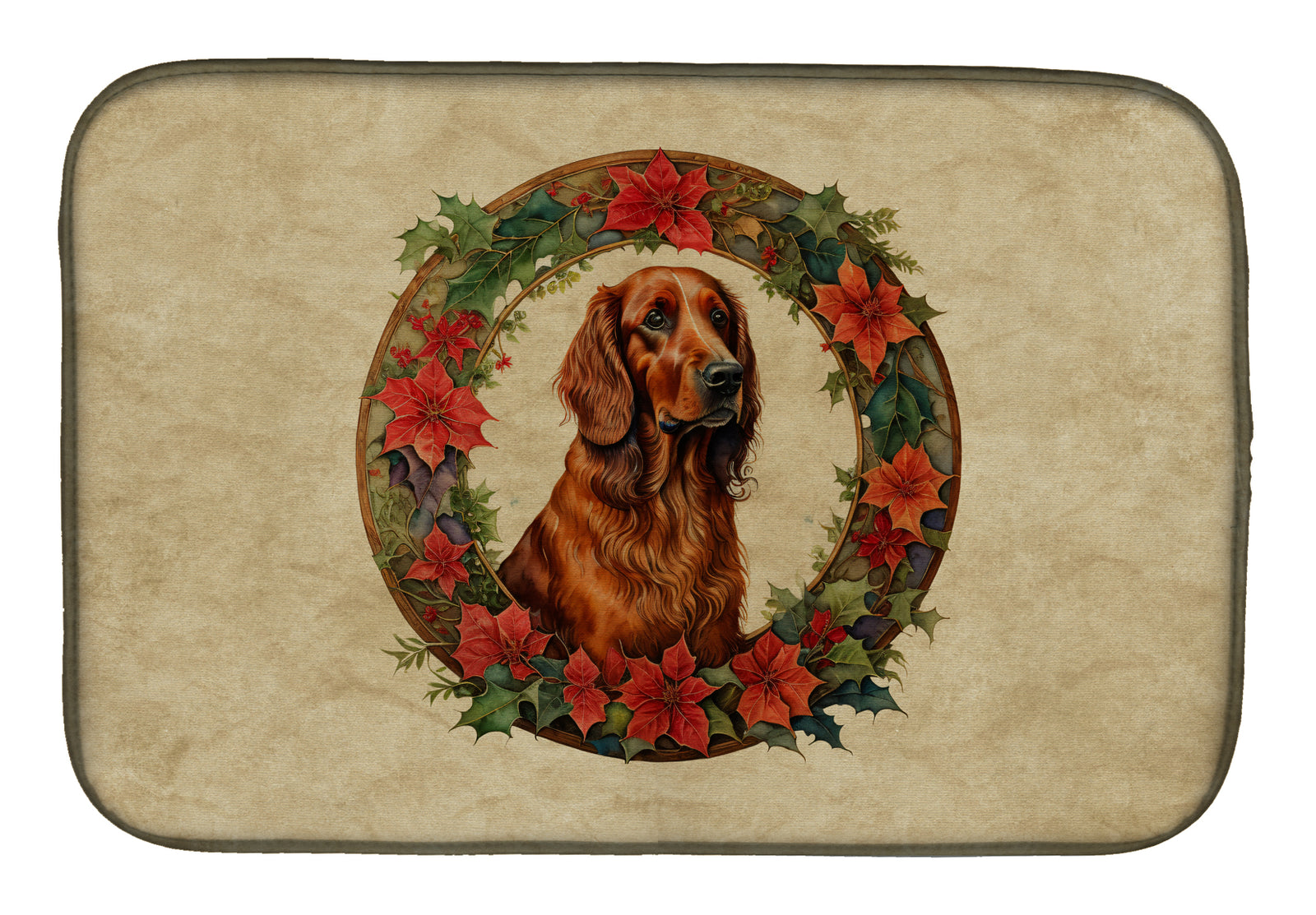 Buy this Irish Setter Christmas Flowers Dish Drying Mat