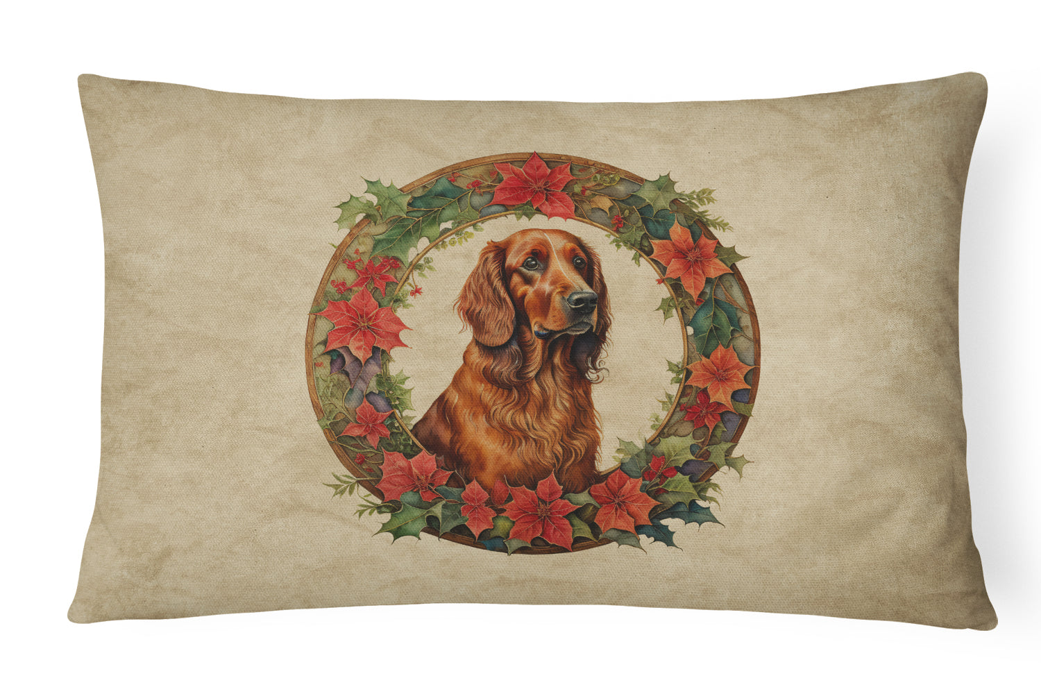 Buy this Irish Setter Christmas Flowers Throw Pillow