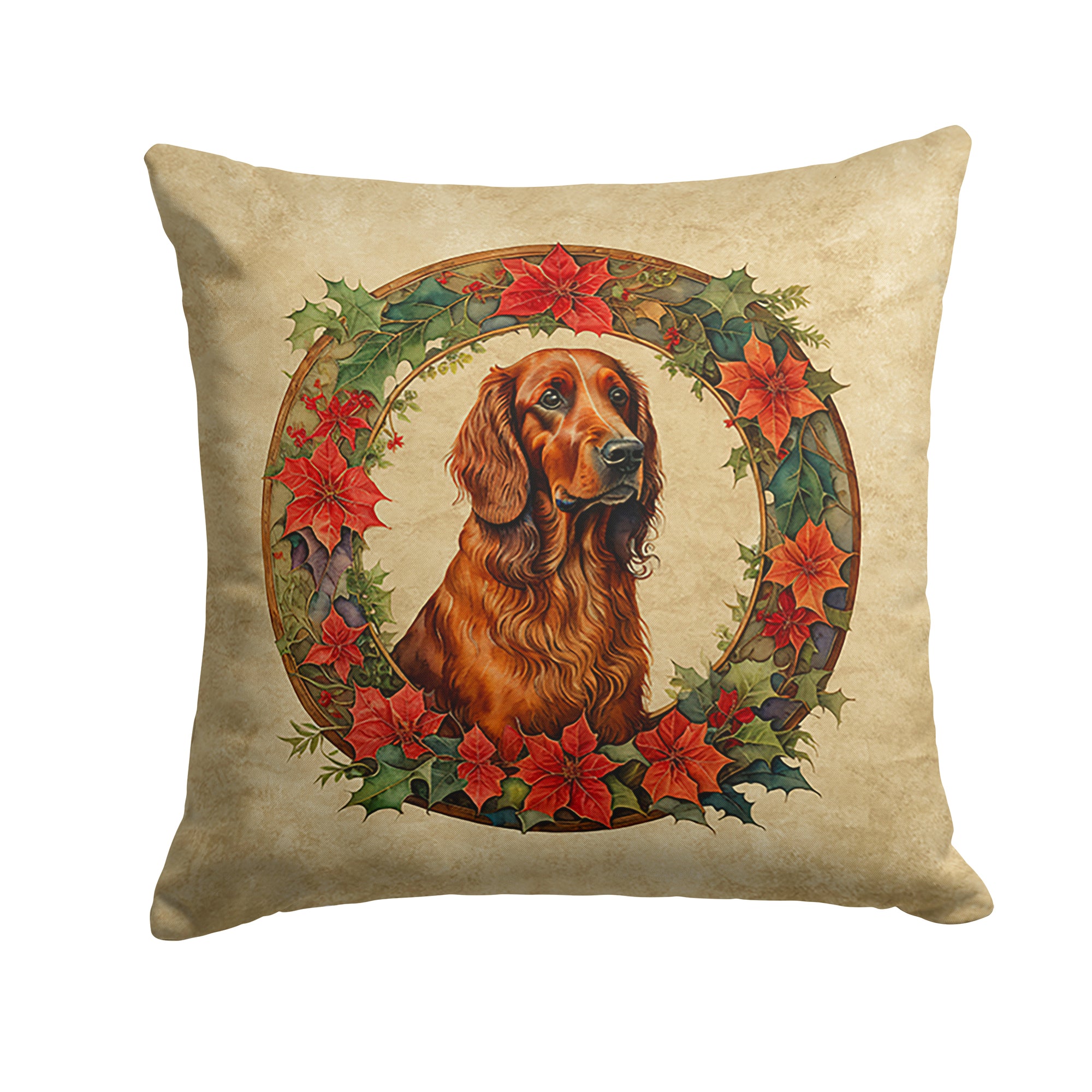 Buy this Irish Setter Christmas Flowers Throw Pillow