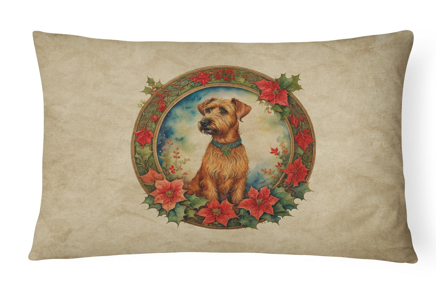 Buy this Irish Terrier Christmas Flowers Throw Pillow