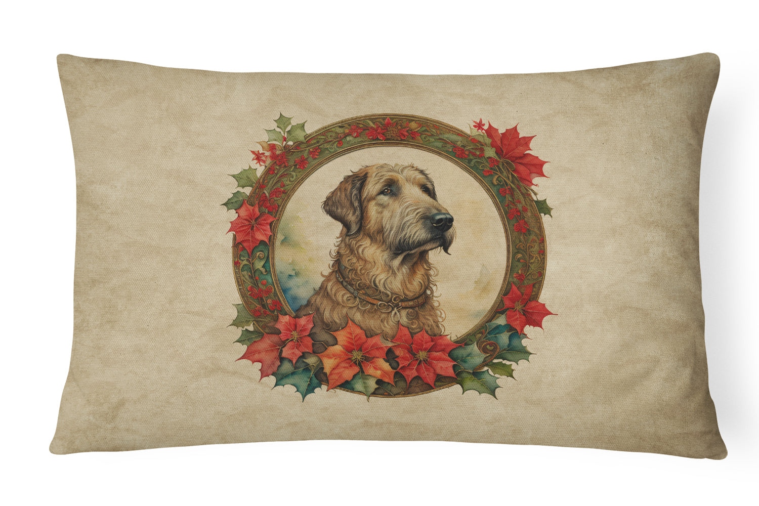 Buy this Irish Wolfhound Christmas Flowers Throw Pillow