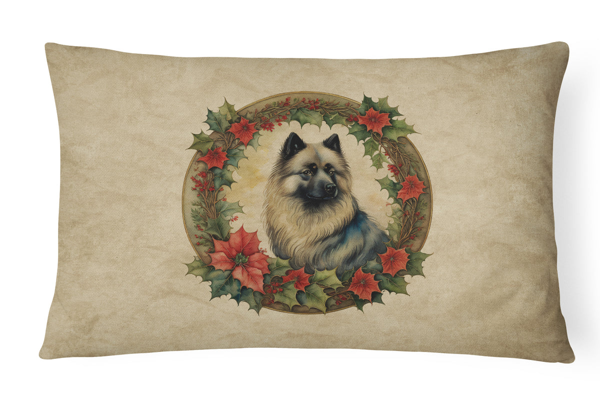 Buy this Keeshond Christmas Flowers Throw Pillow