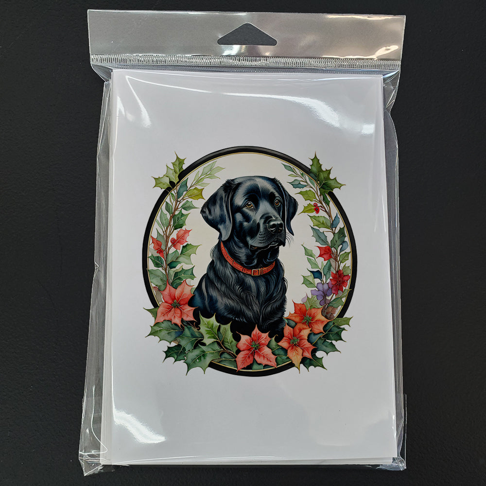 Labrador Retriever Christmas Flowers Greeting Cards Pack of 8