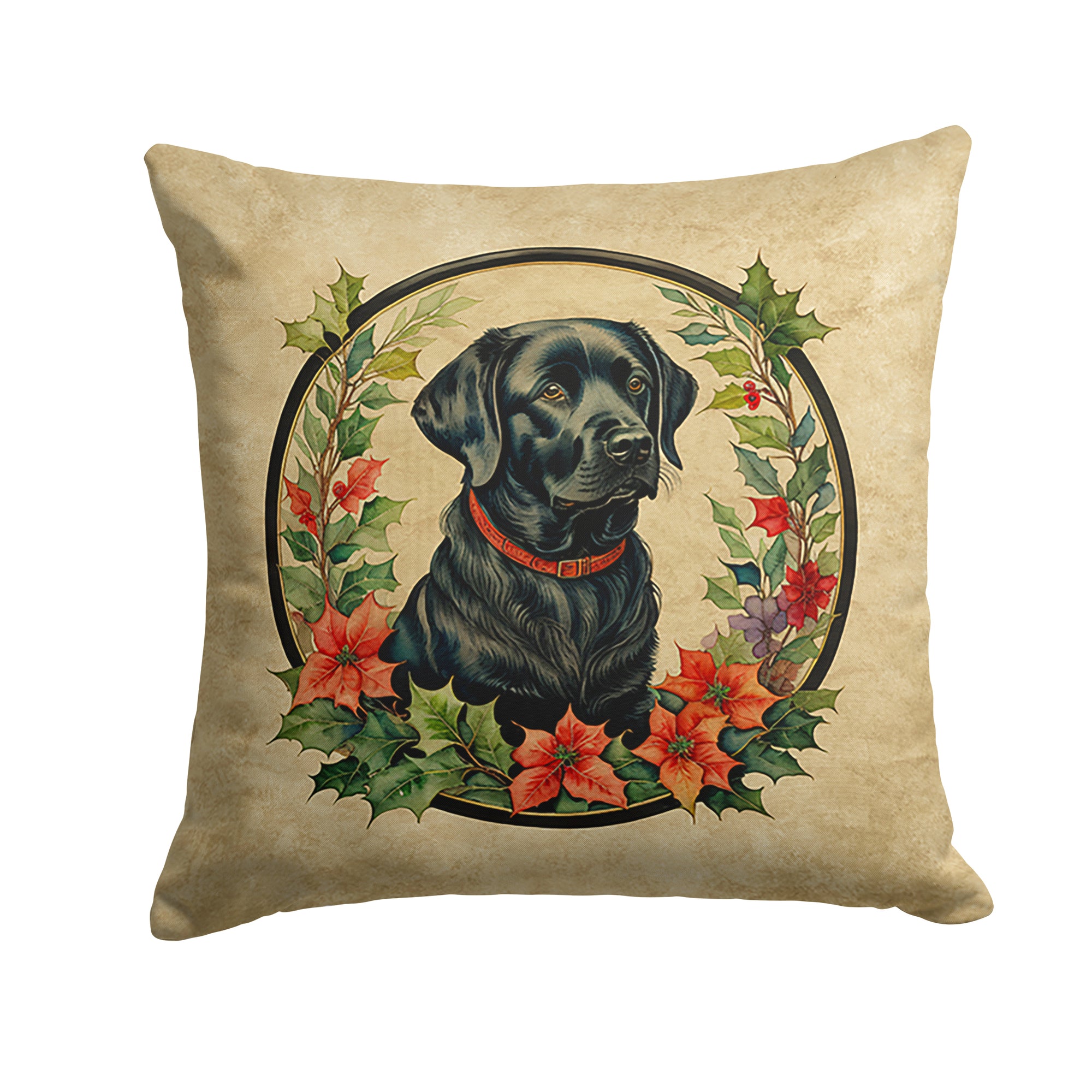 Buy this Labrador Retriever Christmas Flowers Throw Pillow