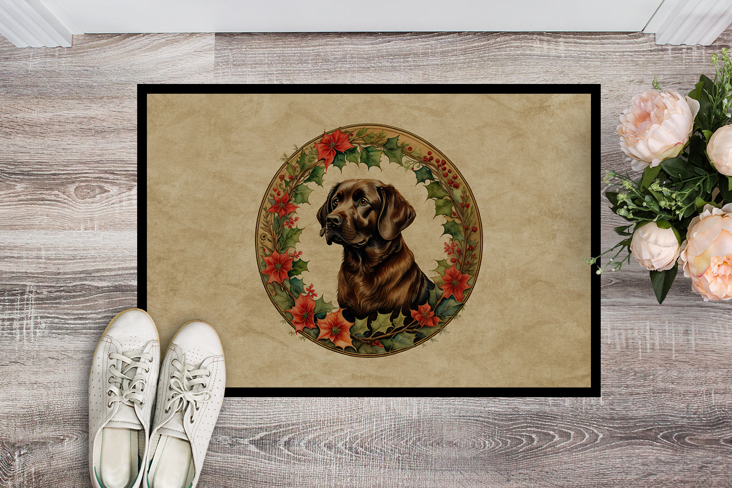 Buy this Labrador Retriever Christmas Flowers Doormat