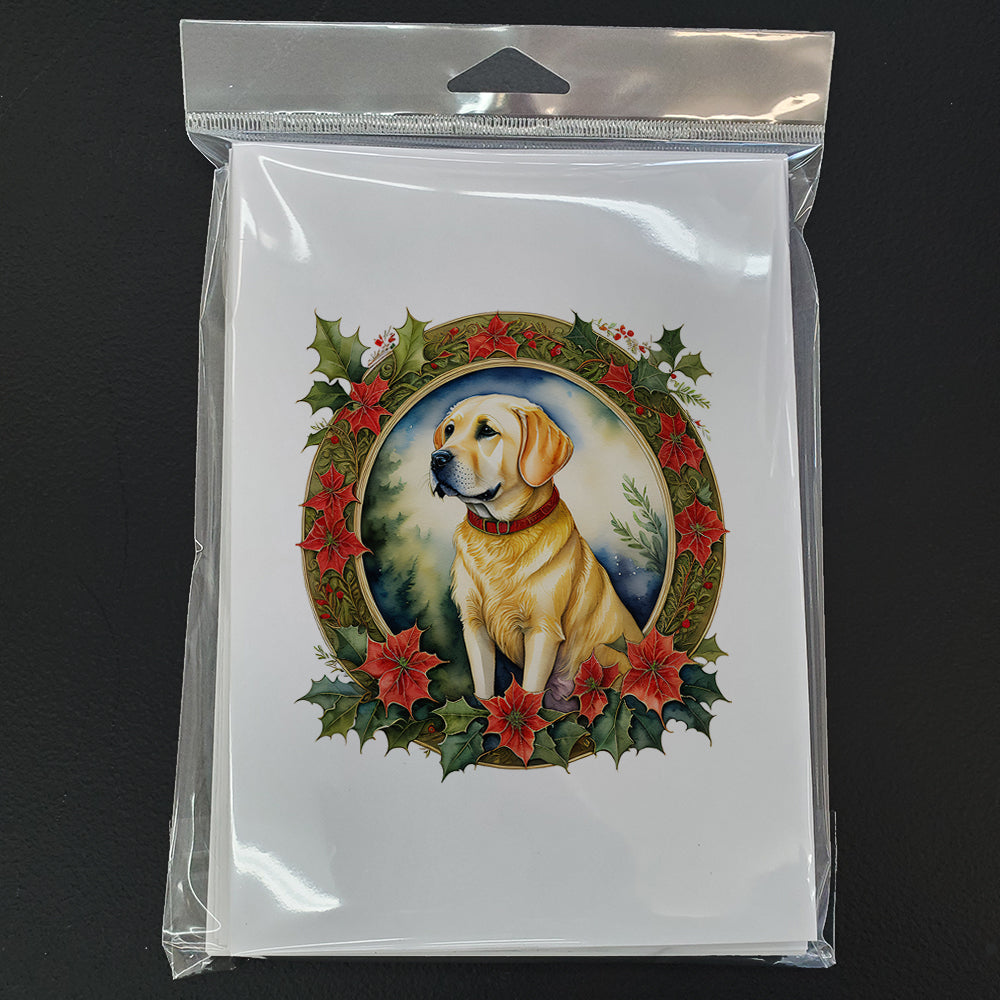 Labrador Retriever Christmas Flowers Greeting Cards Pack of 8