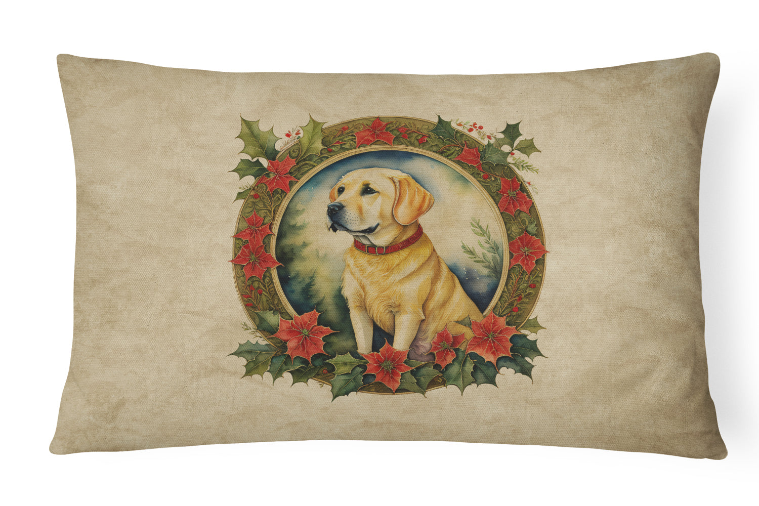 Buy this Labrador Retriever Christmas Flowers Throw Pillow