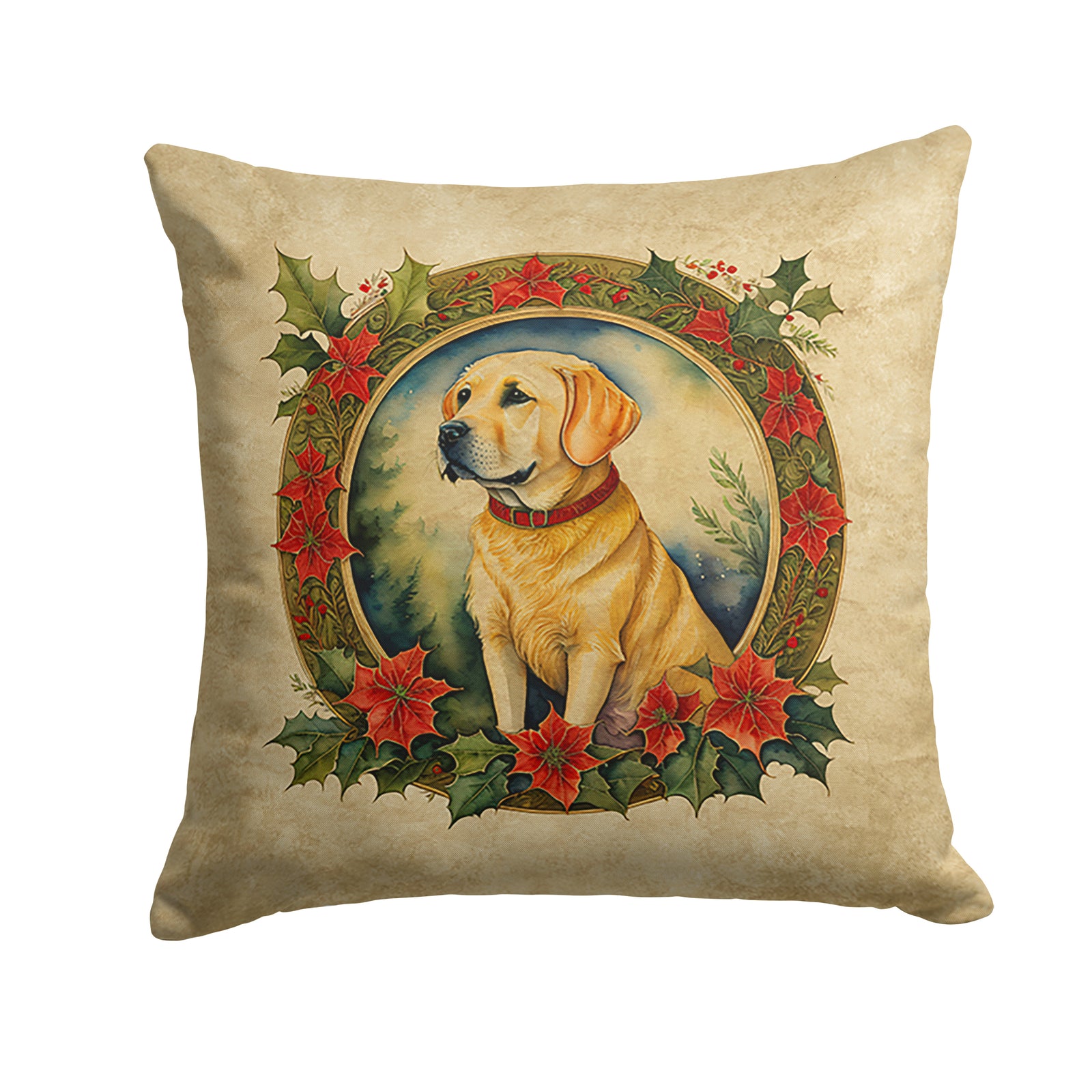 Buy this Labrador Retriever Christmas Flowers Throw Pillow