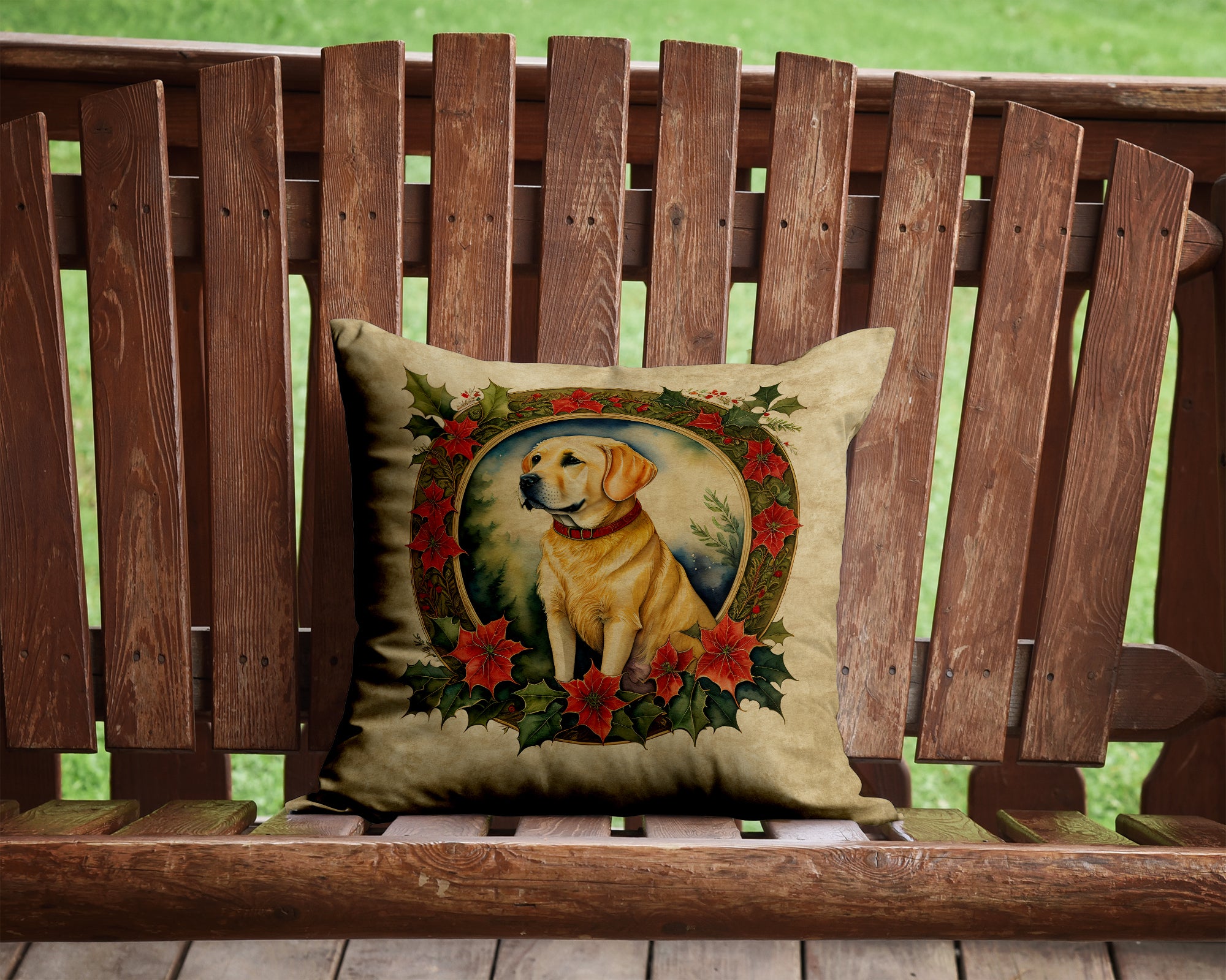 Buy this Labrador Retriever Christmas Flowers Throw Pillow