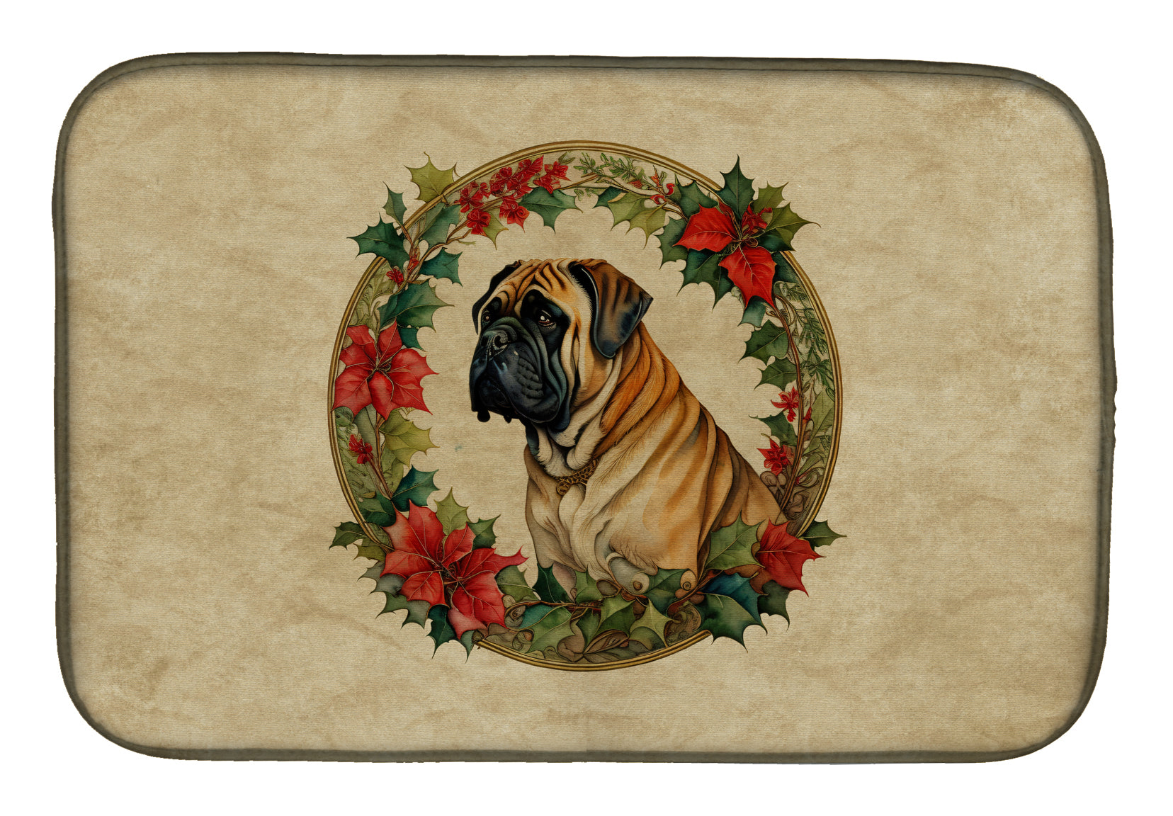 Buy this Mastiff Christmas Flowers Dish Drying Mat