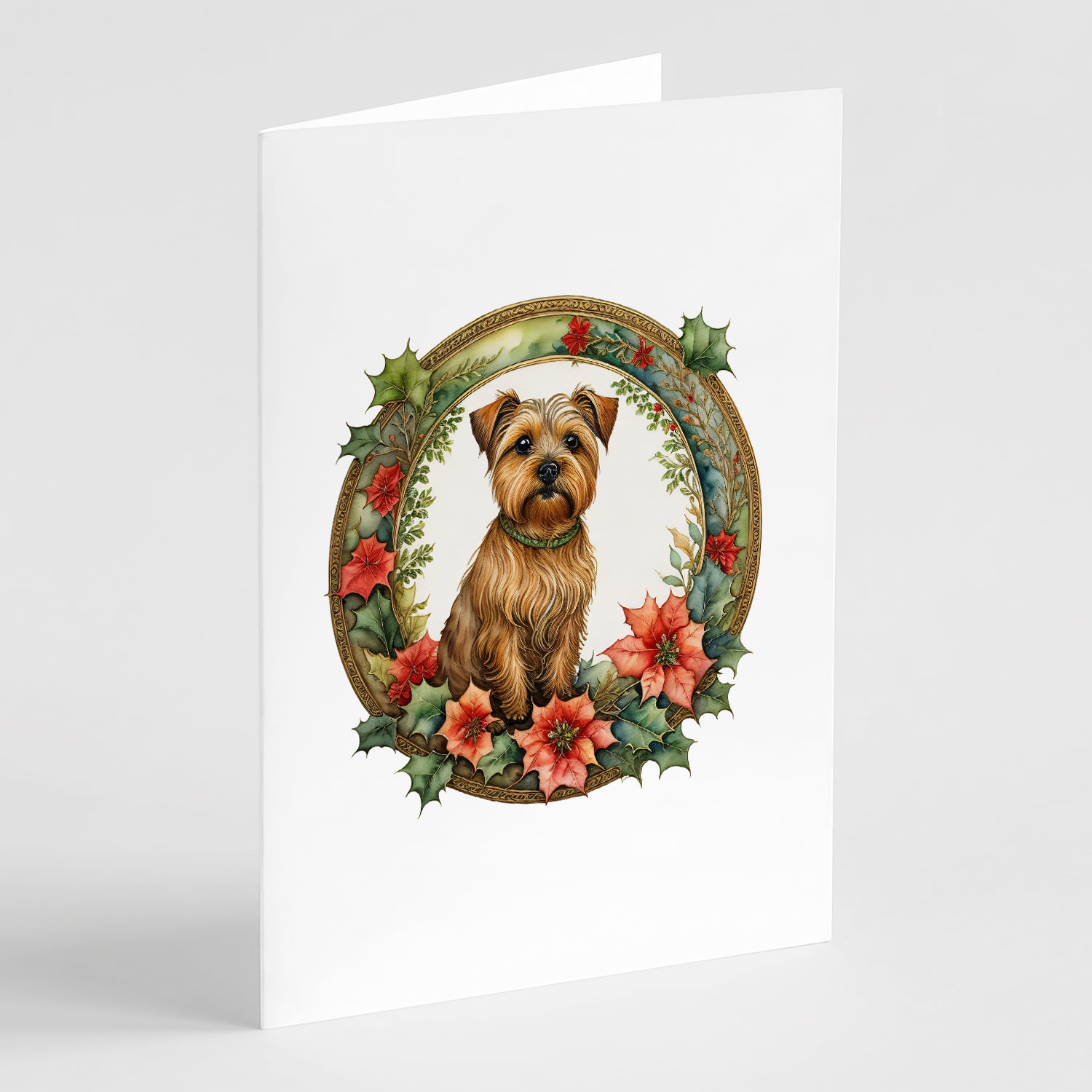 Buy this Norfolk Terrier Christmas Flowers Greeting Cards Pack of 8