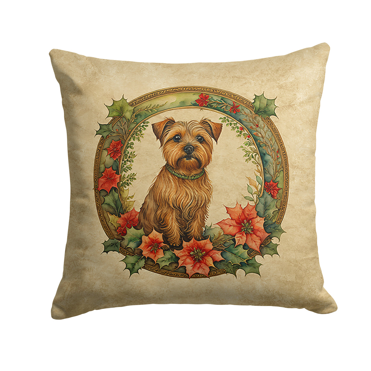 Buy this Norfolk Terrier Christmas Flowers Throw Pillow