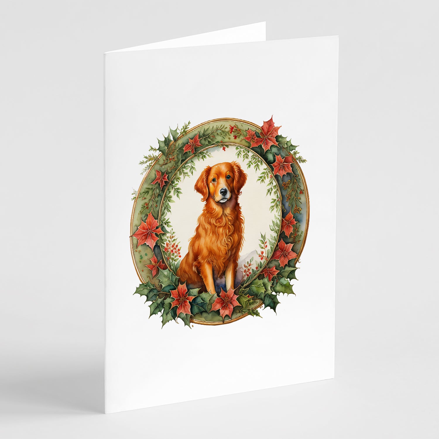 Buy this Nova Scotia Duck Tolling Retriever Christmas Flowers Greeting Cards Pack of 8