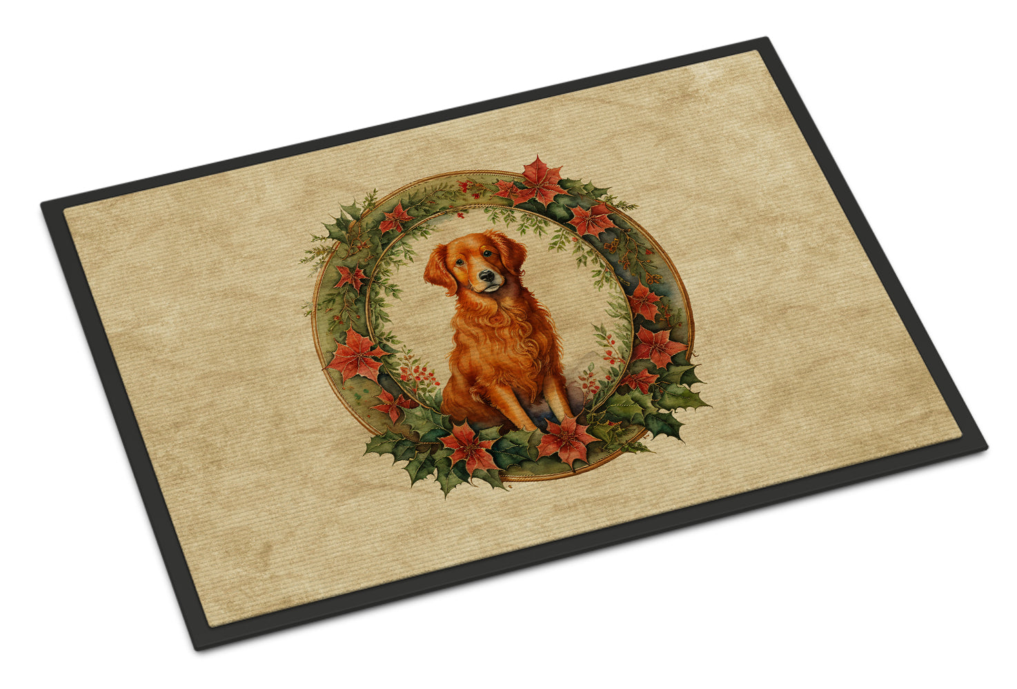 Buy this Nova Scotia Duck Tolling Retriever Christmas Flowers Doormat