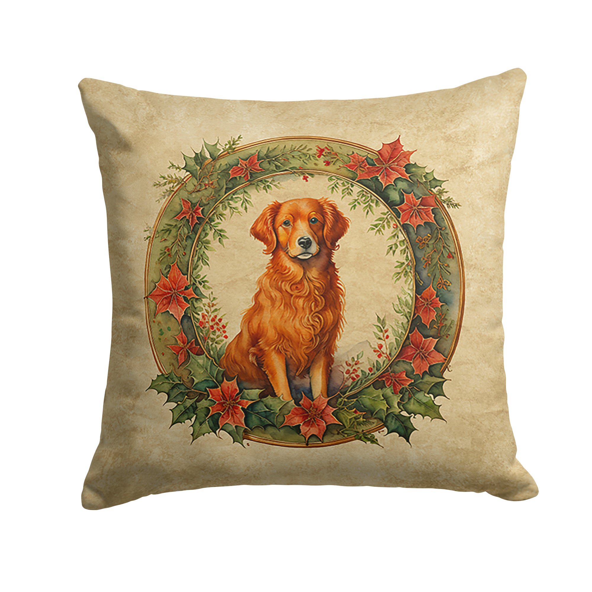 Buy this Nova Scotia Duck Tolling Retriever Christmas Flowers Throw Pillow