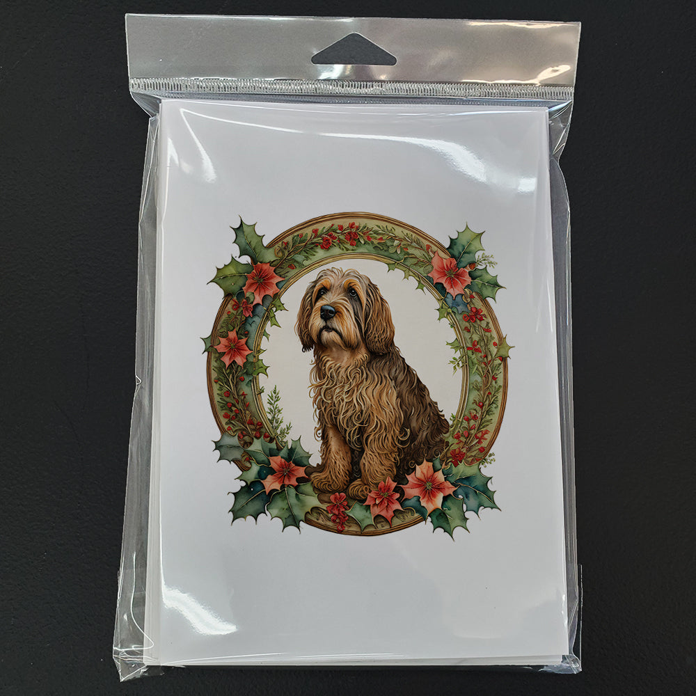 Otterhound Christmas Flowers Greeting Cards Pack of 8