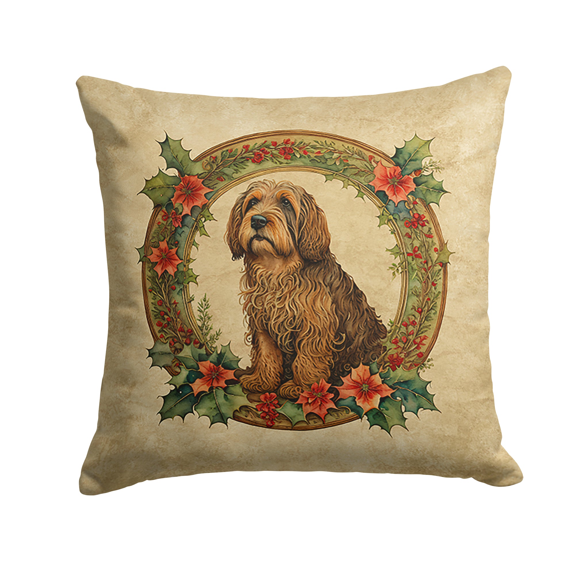 Buy this Otterhound Christmas Flowers Throw Pillow