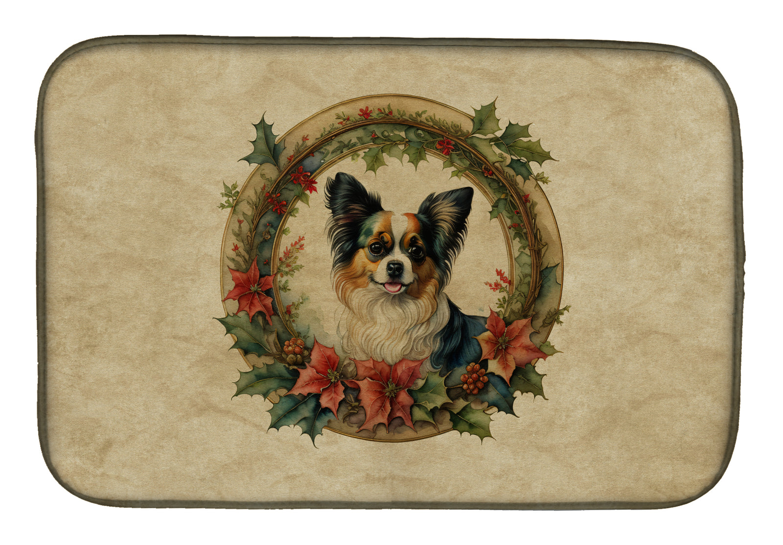 Buy this Papillon Christmas Flowers Dish Drying Mat