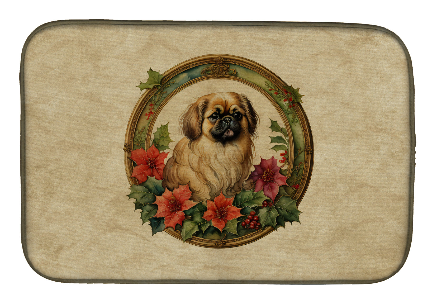 Buy this Pekingese Christmas Flowers Dish Drying Mat