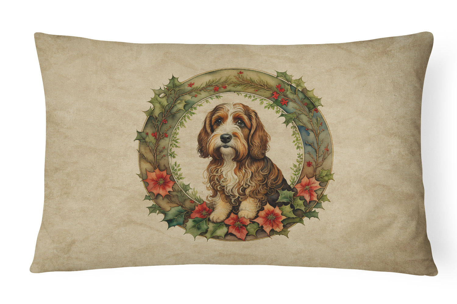 Buy this Petit Basset Griffon Vendeen Christmas Flowers Throw Pillow